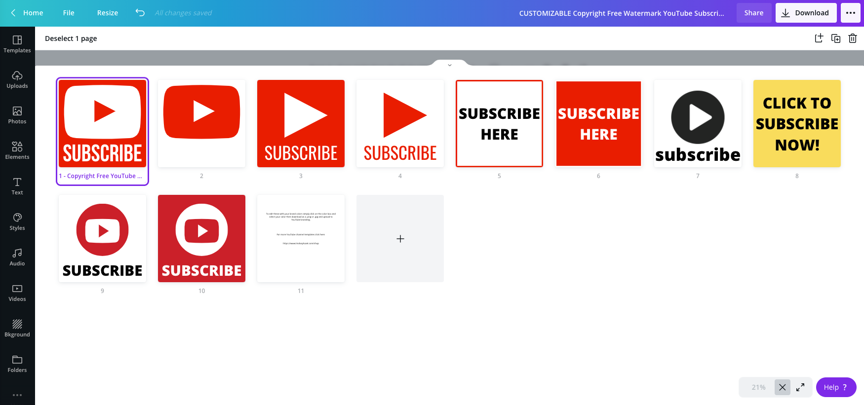 Customizable Watermark YouTube Subscribe Button Template Pack – Lindsey ...